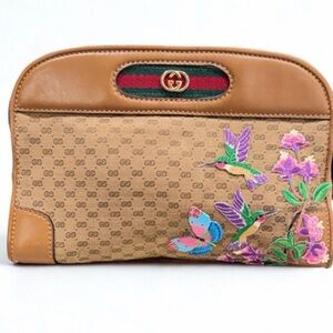 Gucci Brown Floral Embroidered Bag